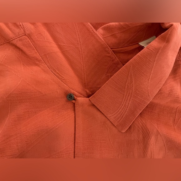 Tommy Bahama 100% Silk Hawaiian Style Short Sleeve Button Down Orange Size 3XT - Picture 8 of 10